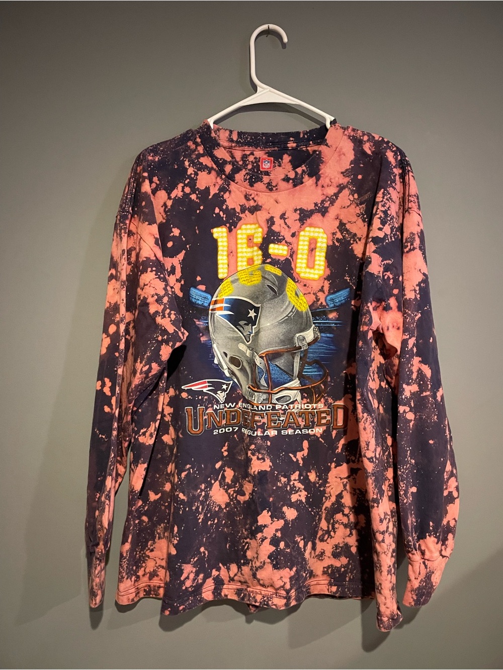 Original authentic NFL New England Patriots 16-0 Tie-Dye Long Sleeve Shirt XL